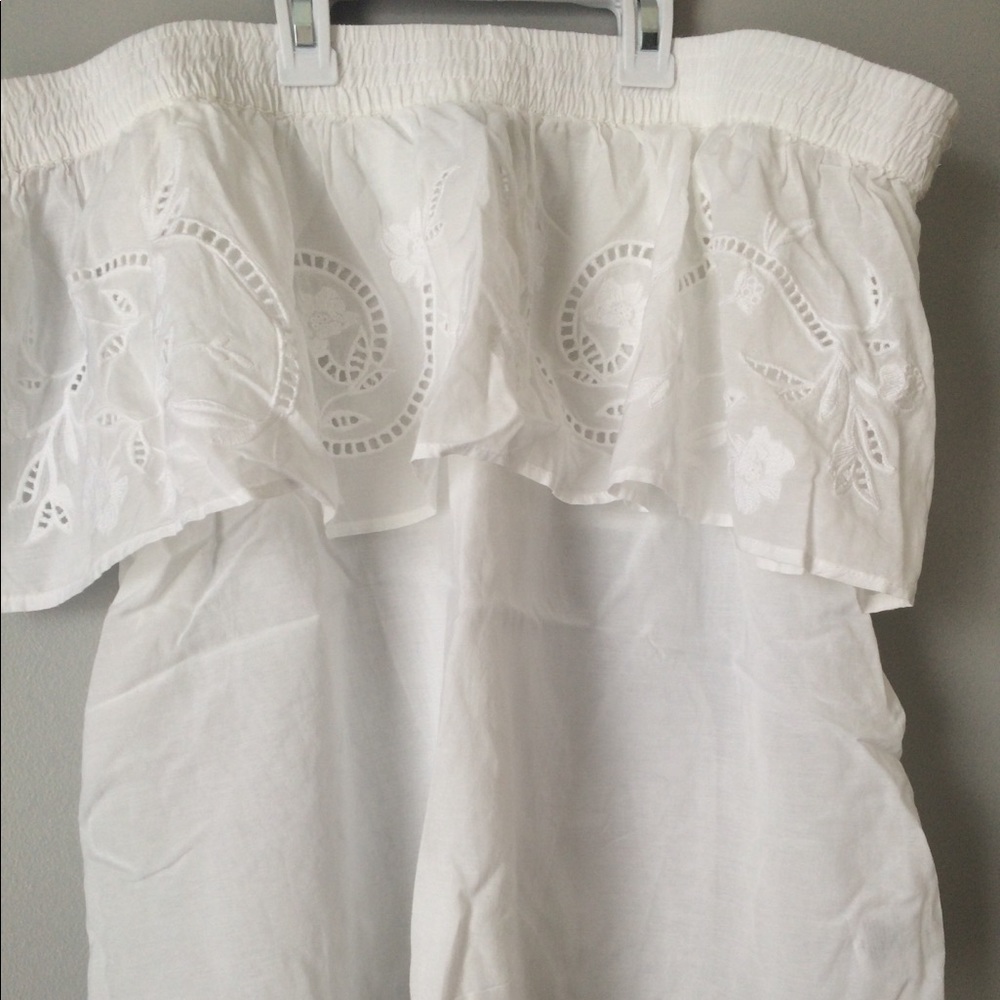 Embroidered off shoulder top
